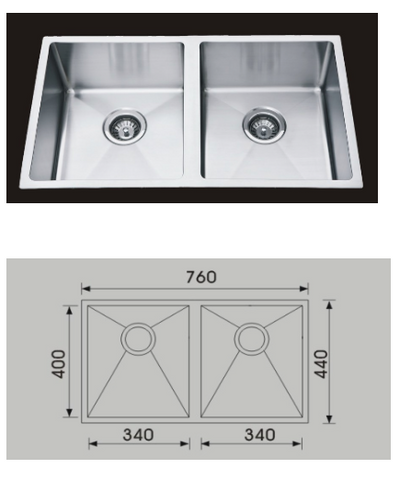 Unique Piato Stainless Steel Undermount Sink F-7644