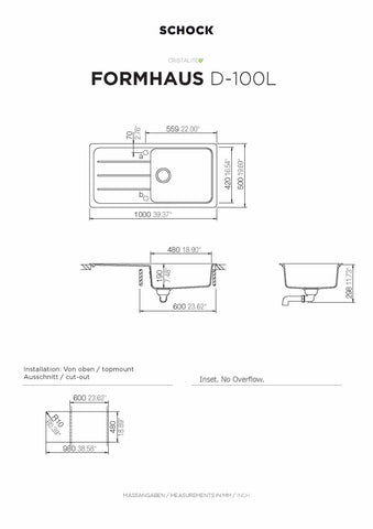 Schock FD100LWT Formhaus FD100 Alpina Sink Package