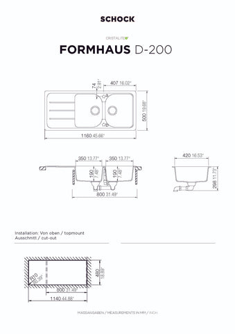 Schock FD200LWT Formhaus FD200 Alpina Sink Package