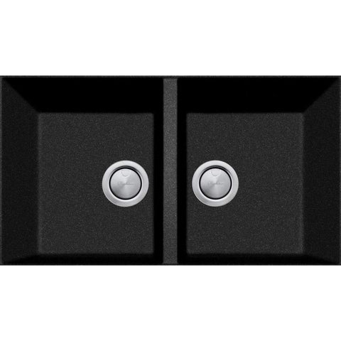 Oliveri ST-BL1573U Santorini Black Piccolo Double Bowl Undermount Sink