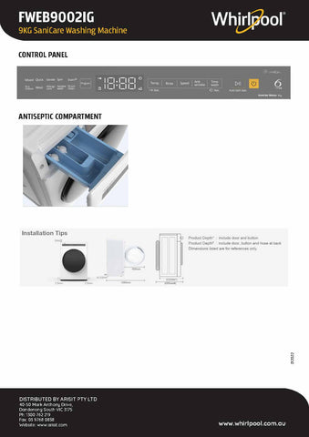 Whirlpool FWEB9002IG 9kg Dark Grey SaniCare Washing Machine