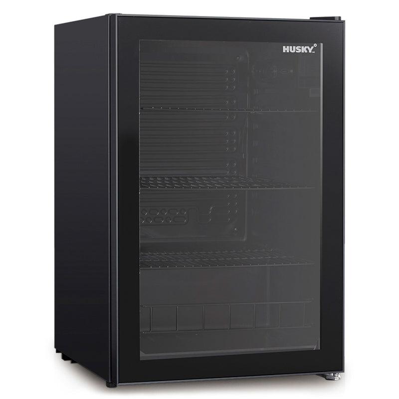 Husky HUS130HDBLK 130L Heated Glass Door Bar Fridge
