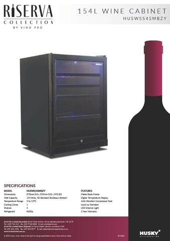 Husky HUSWS54SMBZY Riserva Collection 154L Wine Cabinet