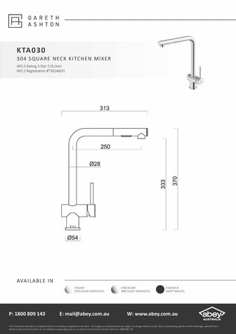 Abey NL180T13 Lago One & One Third Sink Package with Square Neck Mixer