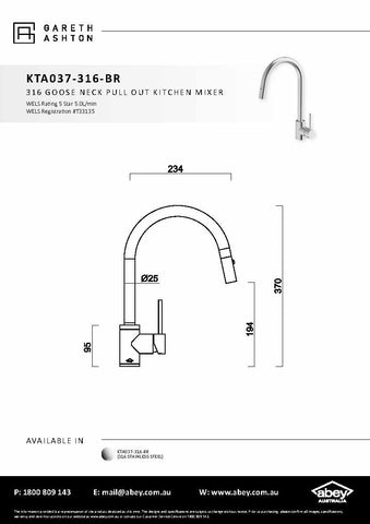 Abey NL180T12 Lago One & One Third Sink Package with Gooseneck Mixer