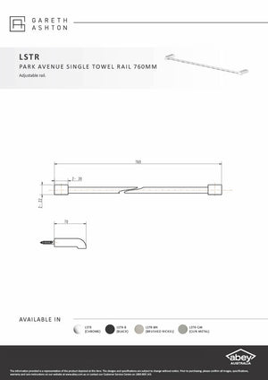 Gareth Ashton LSTR-BN Park Avenue Brushed Nickel Adjustable Single Towel Rail