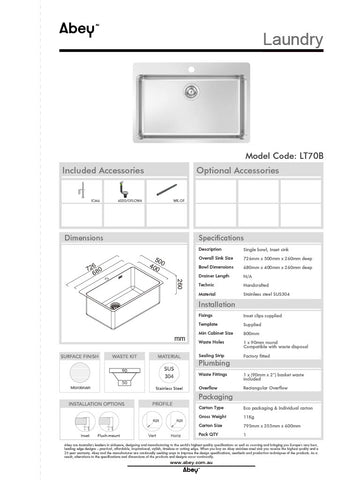 Abey LT70B The Latrobe Laundry Sink