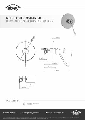 Abey MSH-INT-D + MSH-EXT-D 40mm Mixmaster Disabled Shower Mixer