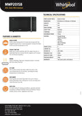 Whirlpool MWP201SB 20L Black Solo Microwave