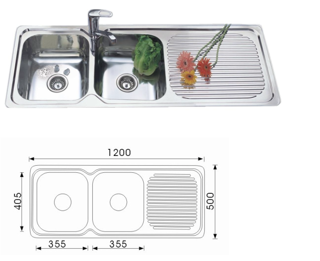 Unique Grande Stainless Steel Double Bowl Sink NH-351S