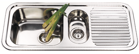 Unique NH-364C Cello 950mm One & One Quarter Double Bowl Stainless Steel Sink