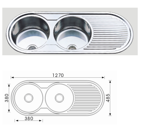 Unique Rondo Stainless Steel Double Bowl Sink NH-717S