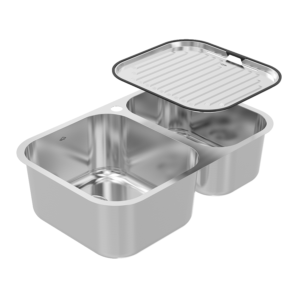 Abey NQ180TH The Brisbane Double Bowl Stainless Steel Sink with Taphole