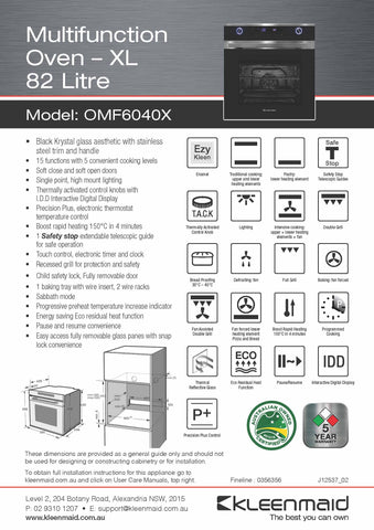 Kleenmaid OMF6040X 60cm Multifunction Oven