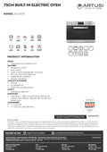 Artusi AO750X Built-in Electric Oven