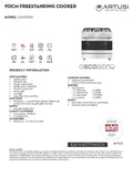Artusi CAFG90X 90cm Freestanding Cooker With Gas Hob