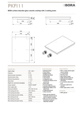 Bora Floor Stock PKT11-PKA-PKFI11 Surface Induction Tepan Set