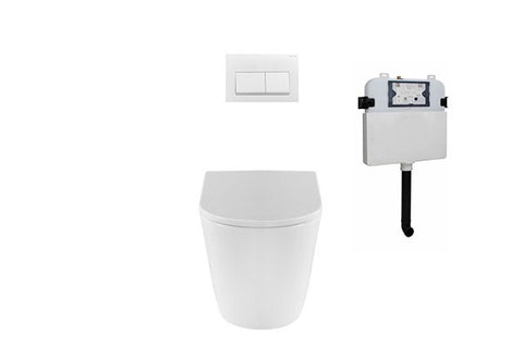 Decina REWFSW Renee Wall Faced Pan & In-Wall Cistern With Square Matte White Buttons