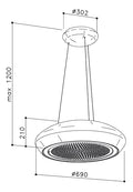 Sirius SILT 26 Valentina Collection 690∅ Ceiling Mount Recirculating Pendant Rangehood