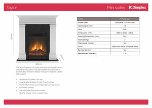 Dimplex TYL15-AU Taylor 1.5kW Mini Suite LED Firebox