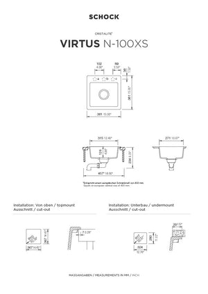 Schock VN-100XSB Virtus Onyx Small Granite Bowl Sink
