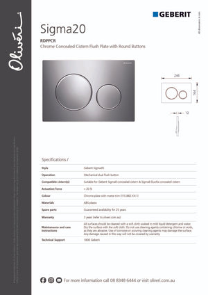 Geberit RDPPCR/RDPPBK Concealed Cistern Flush Plate with Round Buttons