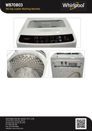 Whirlpool WB70803 7Kg Top Loader Washing Machine