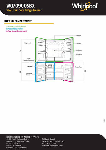Whirlpool WQ70900S 675L Four Door Refrigerator
