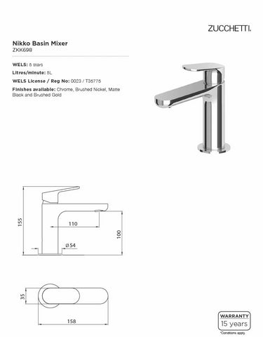Zucchetti ZKK698 Nikko Basin Mixer