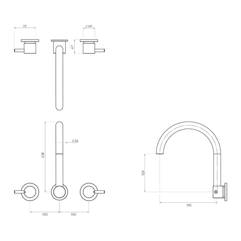 Arcisan AX01862 Axus Pin Wall Mount Kitchen Or Laundry Set