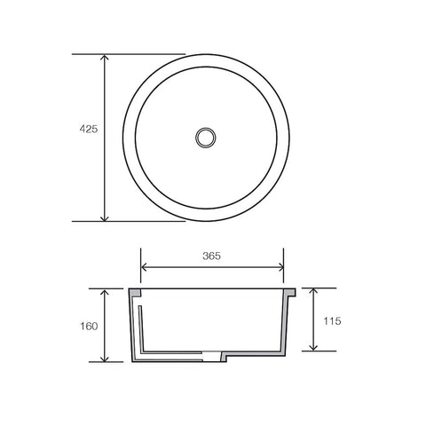 Arcisan PZ04710 Plaza 425mm Wide Round Under Counter Basin