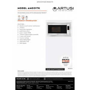 Artusi AMO31TK CLEARANCE Microwave Oven with Integrated Trimkit