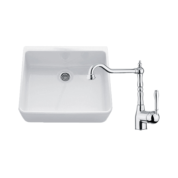 Chambord CLOTAIRE-1WT Clotaire 595mm Small Single Bowl Sink & Palais Chrome Kitchen Mixer
