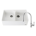 Chambord CLOTAIRE-2WT Clotaire 800mm Ceramic Double Bowl Sink & Palais Chrome Kitchen Mixer