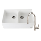 Chambord CLOTAIRE-2WTBN Clotaire 800mm Ceramic Double Bowl Sink & Palais Brushed Nickel Kitchen Mixer