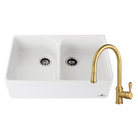 Chambord CLOTAIRE-2WTBR Clotaire 800mm Ceramic Double Bowl Sink & Palais Bronze Kitchen Mixer