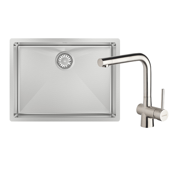 Abey FRA540T Alfresco 540mm Large Bowl Sink with Drain Tray & Laios Kitchen Mixer