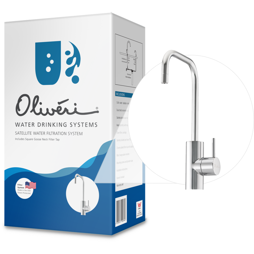 Oliveri FS7075 Satellite Water Filtration System with Square Goose Neck Filter Tap