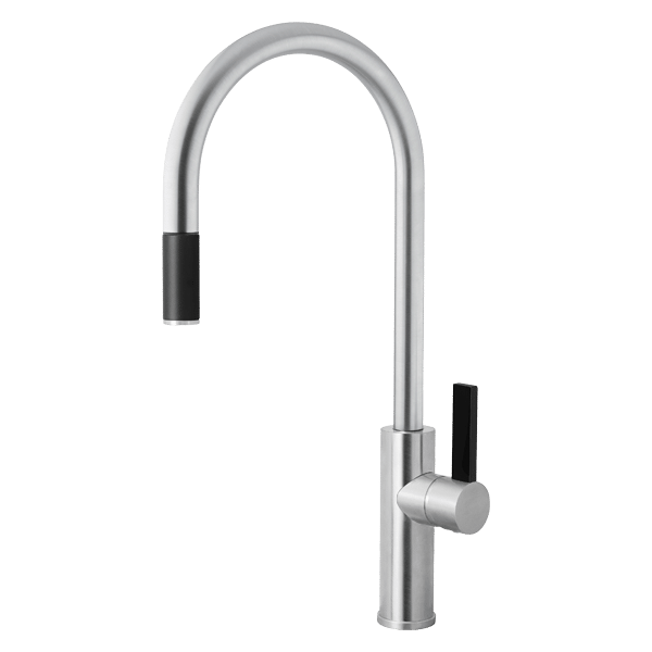 Armando Vicario LUZ-1BC Brushed Chrome Gooseneck Pull-out Mixer