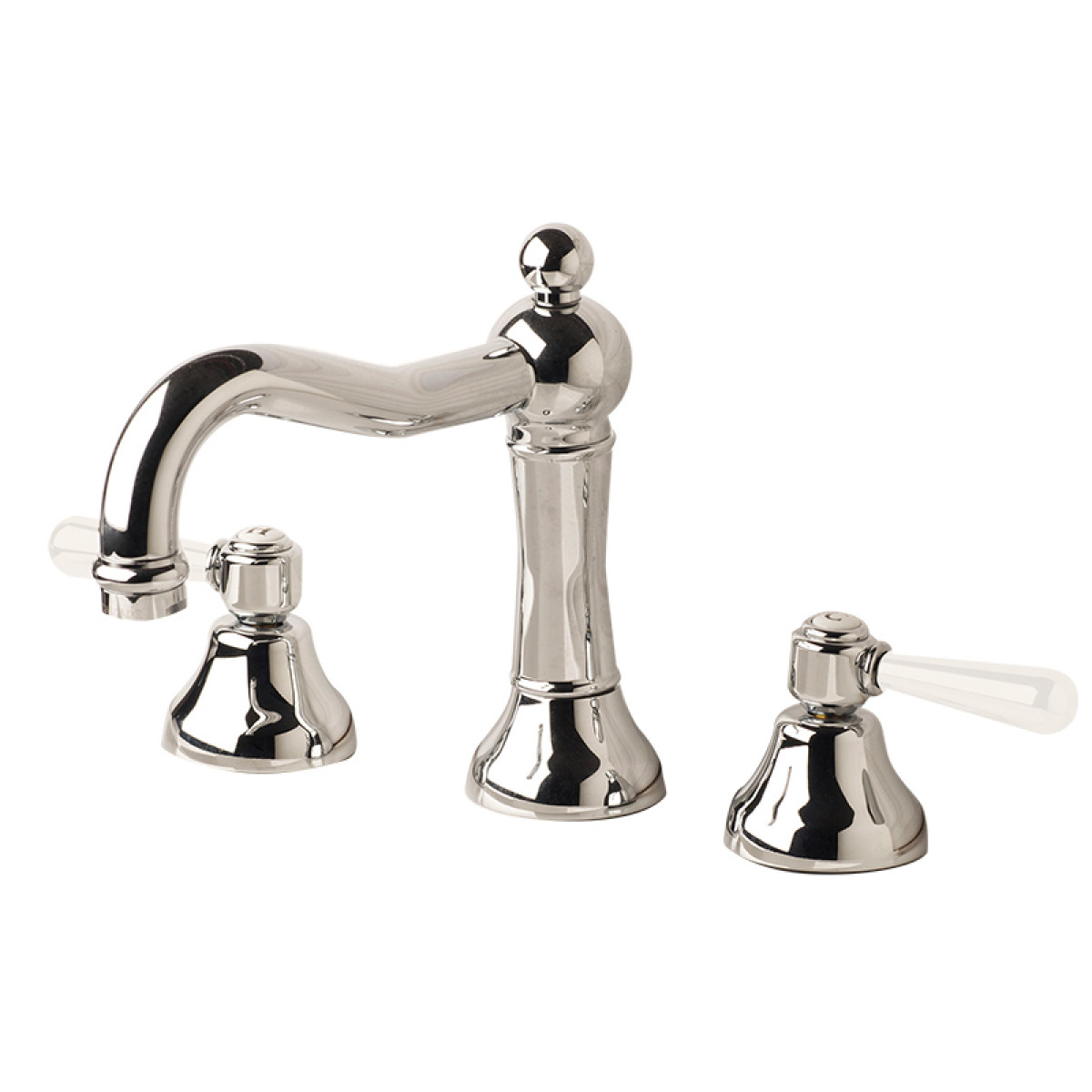 Nicolazzi 2609W Brenta 3 Taphole Basin Set With Traditional Column Spout & White Lever Handles