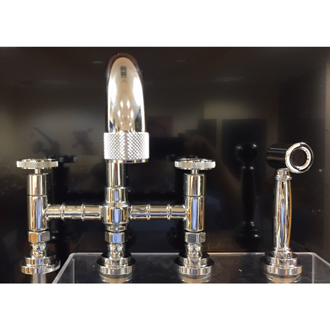 Nicolazzi Z3358WS Two Taphole Bridge Kitchen Sink Mixer Swivel Spout & Separate Hand Spray