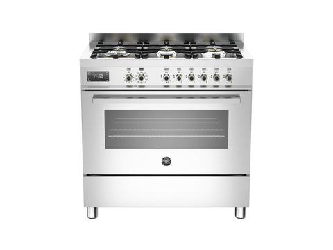 Bertazzoni PRO90 6 MFE S X T Professional Series 90cm Stainless Steel 6 Dual Burner & Electric Oven