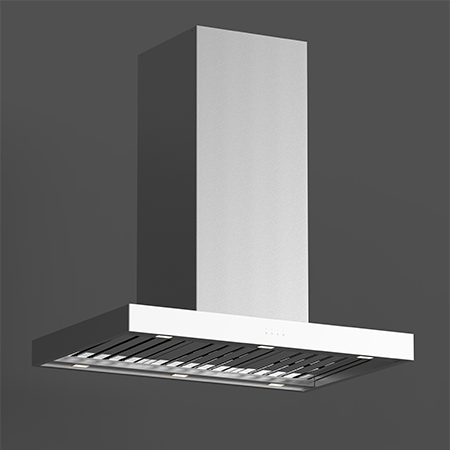 Whispair X7R09W5.IP Rome Island 90cm White Fascia Island Hung Canopy KleenAir Pro 1140m3/hr Inline