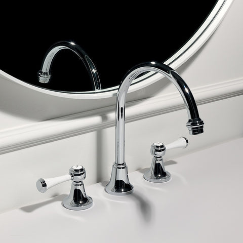Zucchetti ZAM356 Agorà Classic Basin Set with White Ceramic Lever handles and High Spout
